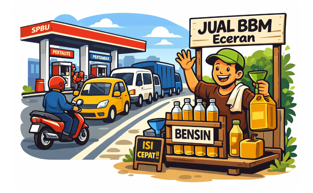Ilustrasi Antrean panjang kendaraan masyarakat saat mengisi BBM di salah satu SPBU di Kabupaten Bener Meriah, sementara di sejumlah titik penjualan BBM eceran justru terlihat melimpah dengan harga lebih tinggi dari ketentuan, foto/dok - Suarajurnalisnews.com 