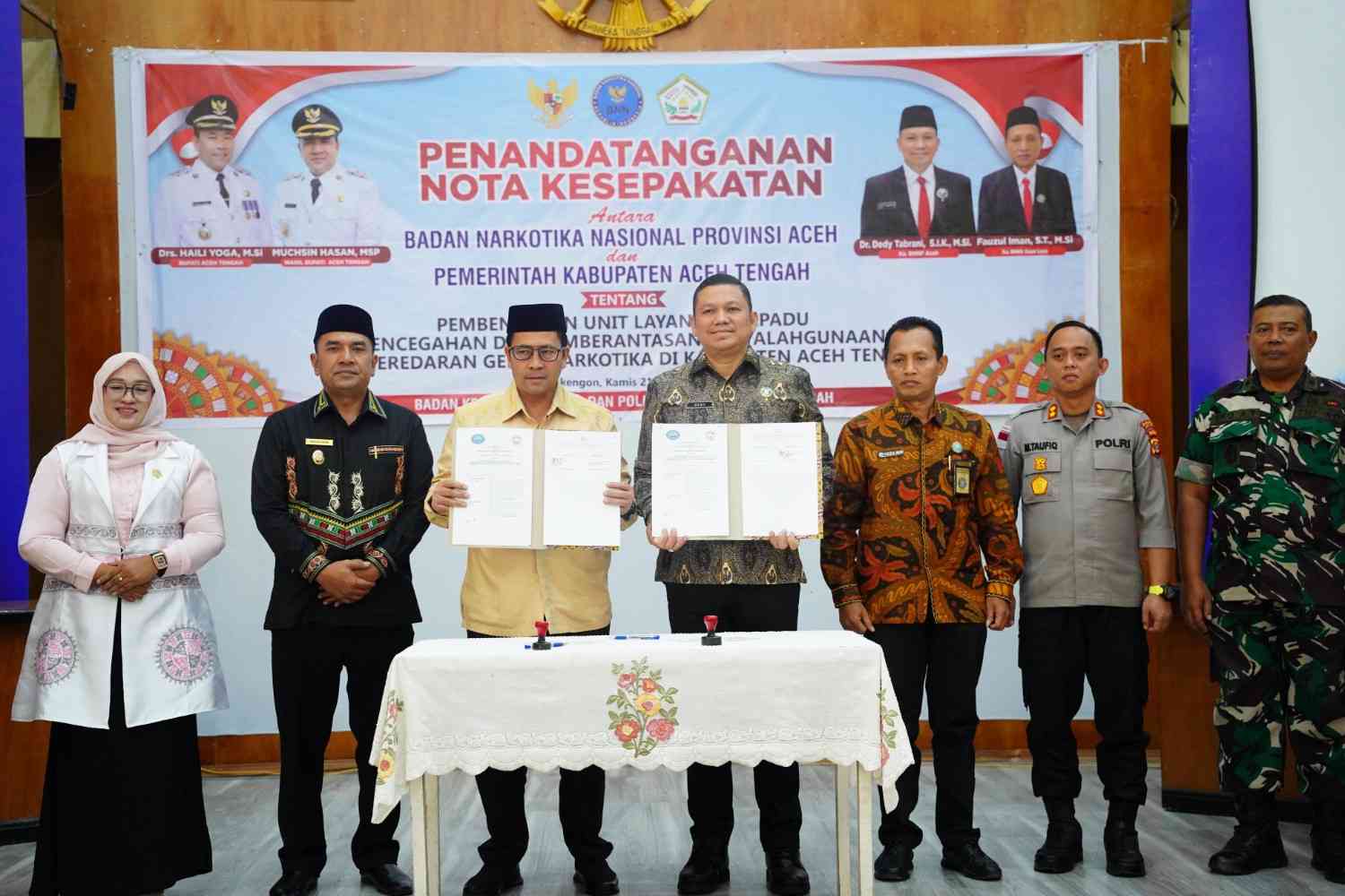 penandatanganan nota kesepakatan antara BNN Provinsi Aceh dan Pemerintah Kabupaten Aceh Tengah di Gedung Oproom Setdakab Aceh Tengah, Kamis (21/05/2026).