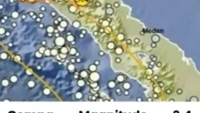 Foto/dok-BMKG — Ilustrasi gempa bumi yang mengguncang wilayah Kabupaten Bener Meriah, Aceh, pada Senin (28/9/2026) dini hari.