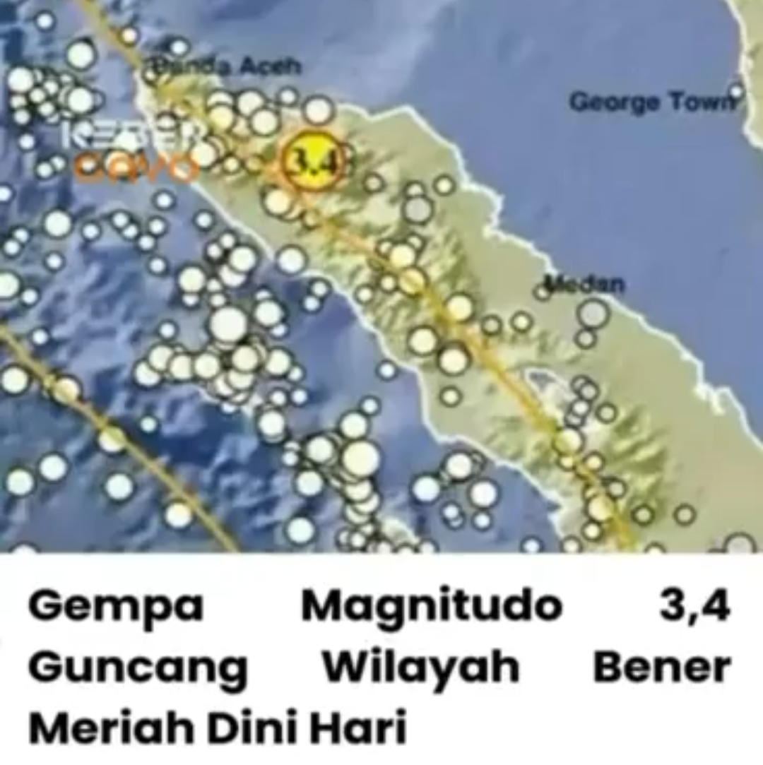 Foto/dok-BMKG — Ilustrasi gempa bumi yang mengguncang wilayah Kabupaten Bener Meriah, Aceh, pada Senin (28/9/2026) dini hari.
