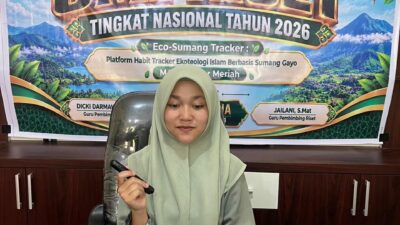 Foto/dok – Zirahayana, siswi MAN 1 Bener Meriah, pengembang inovasi Eco-Sumang Tracker yang berhasil mengantarkan penelitiannya masuk 30 besar proposal OMI Riset 2026 tingkat nasional, dengan mengintegrasikan nilai adat Gayo, ajaran Islam, dan kepedulian terhadap lingkungan. /SJN.Com